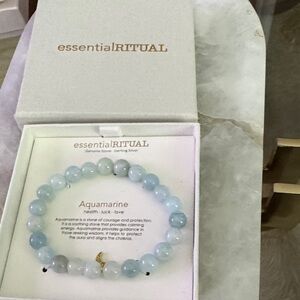 Stretchable Aquamarine bead Bracelet